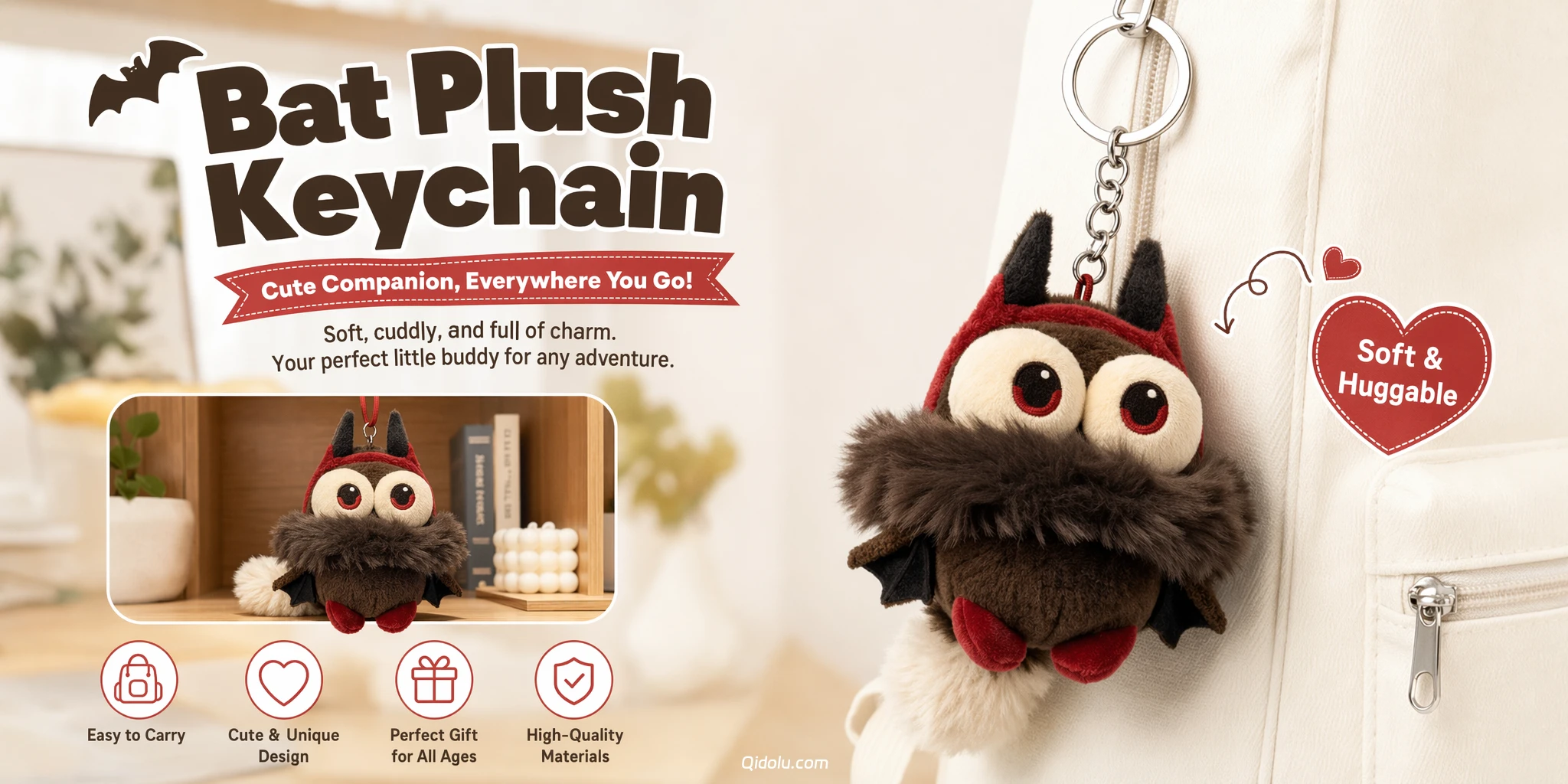 Ultra-Cute Night Guardian — “Yeye” Bat Owl Plush Keychain