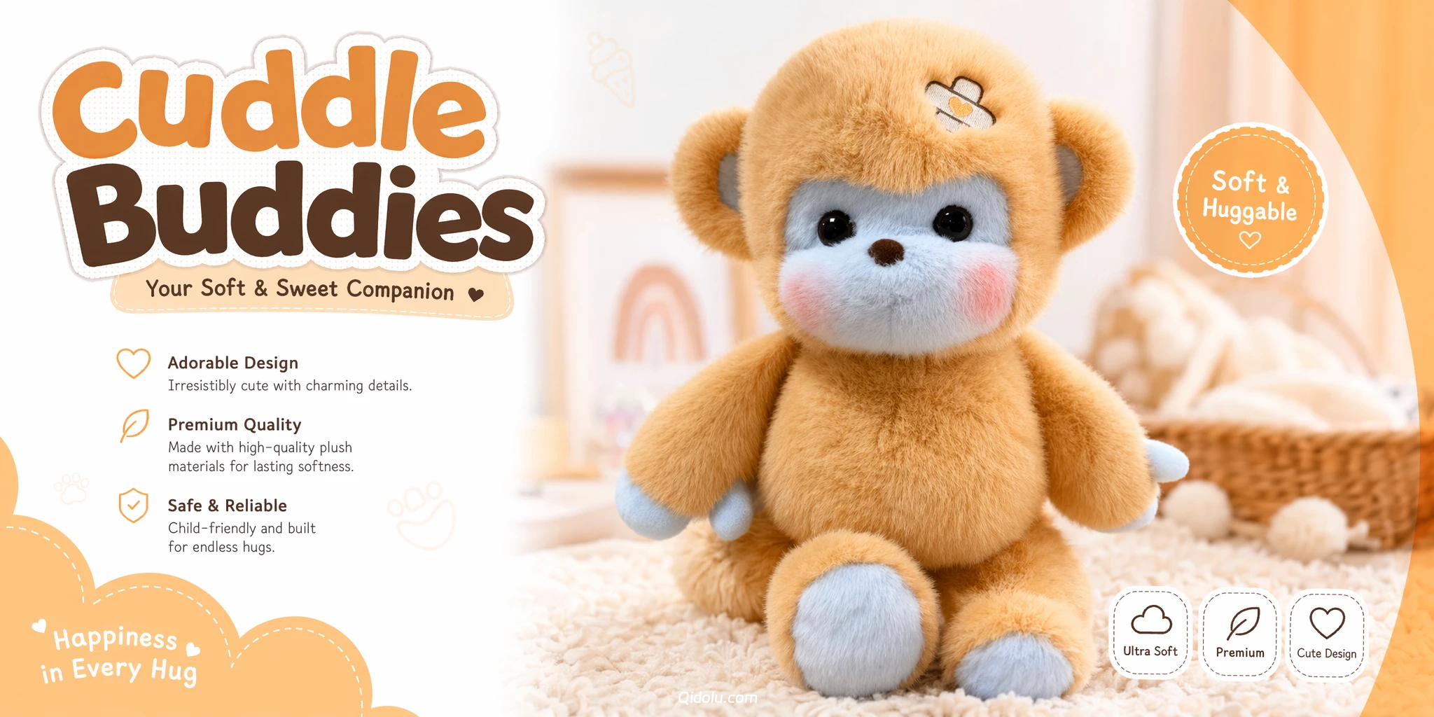 Warm Healing Companion — “Little Lucky Monkey” Plush Toy