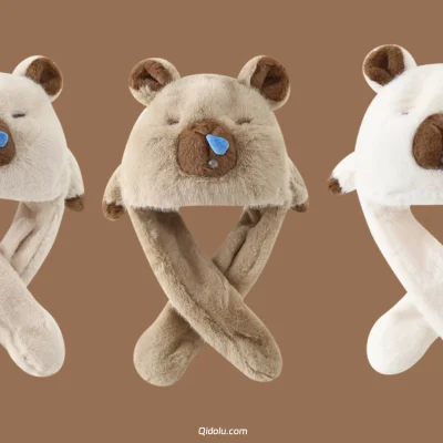The “Drowsy Bear” 2-in-1 Plush Hat & Scarf – A Viral Sensation of Warmth and Cuteness