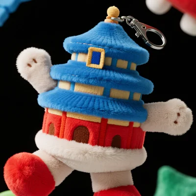 Where Eastern Charm Meets Cuddly Fun – The “Temple of Heaven” Plush Keychain