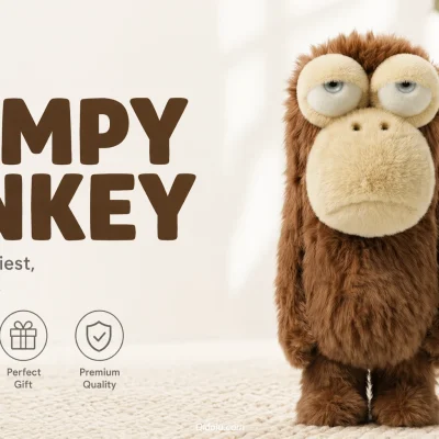 Healing Expression Icon — “Sad Big-Eyed Monkey” Plush Toy