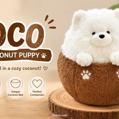 Bursting with Cuteness — “Coco the Coconut Puppy” Plush Toy