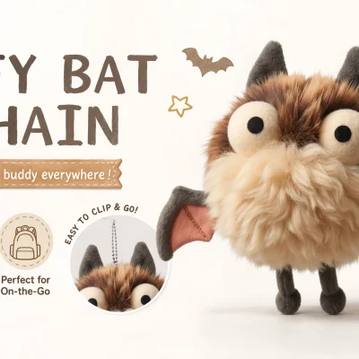 Ultra-Cute Fluffy Bat — “Doudou Bat” Plush Keychain